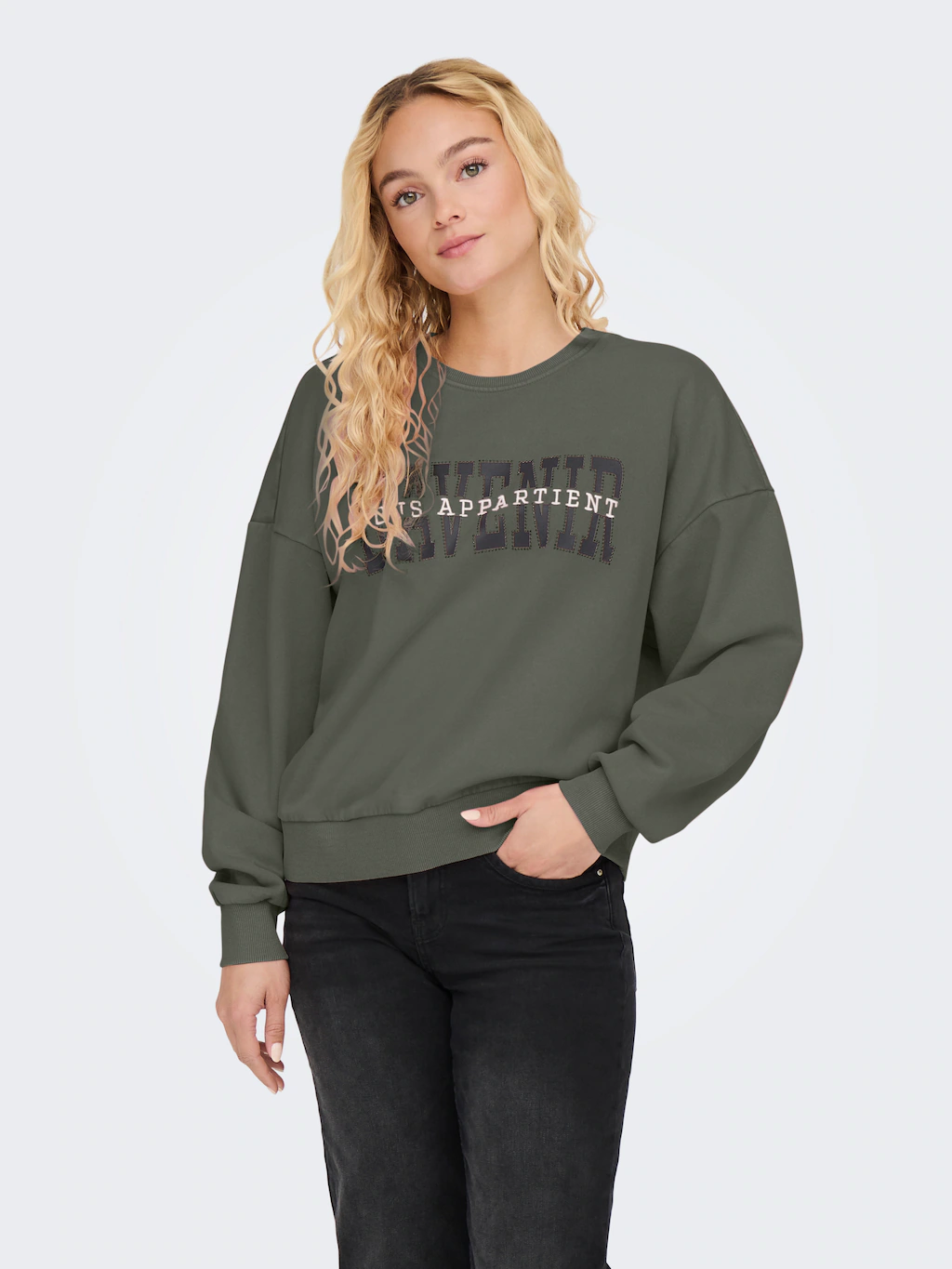 ONLY Sweatshirt "ONLPENELOPE L/S BEADS O-NECK SWT" günstig online kaufen