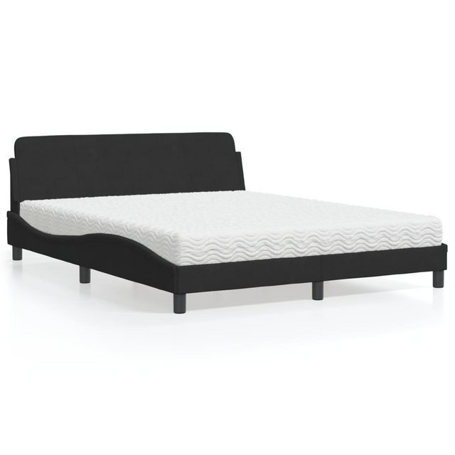 vidaXL Bett Bett mit Matratze Schwarz 160x200 cm Samt günstig online kaufen