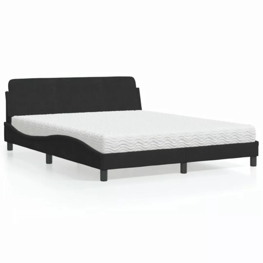 vidaXL Bett Bett mit Matratze Schwarz 160x200 cm Samt günstig online kaufen