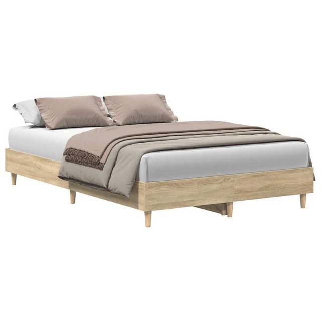 vidaXL Bett Bettgestell ohne Matratze Sonoma-Eiche 135x190 cm Holzwerkstoff günstig online kaufen