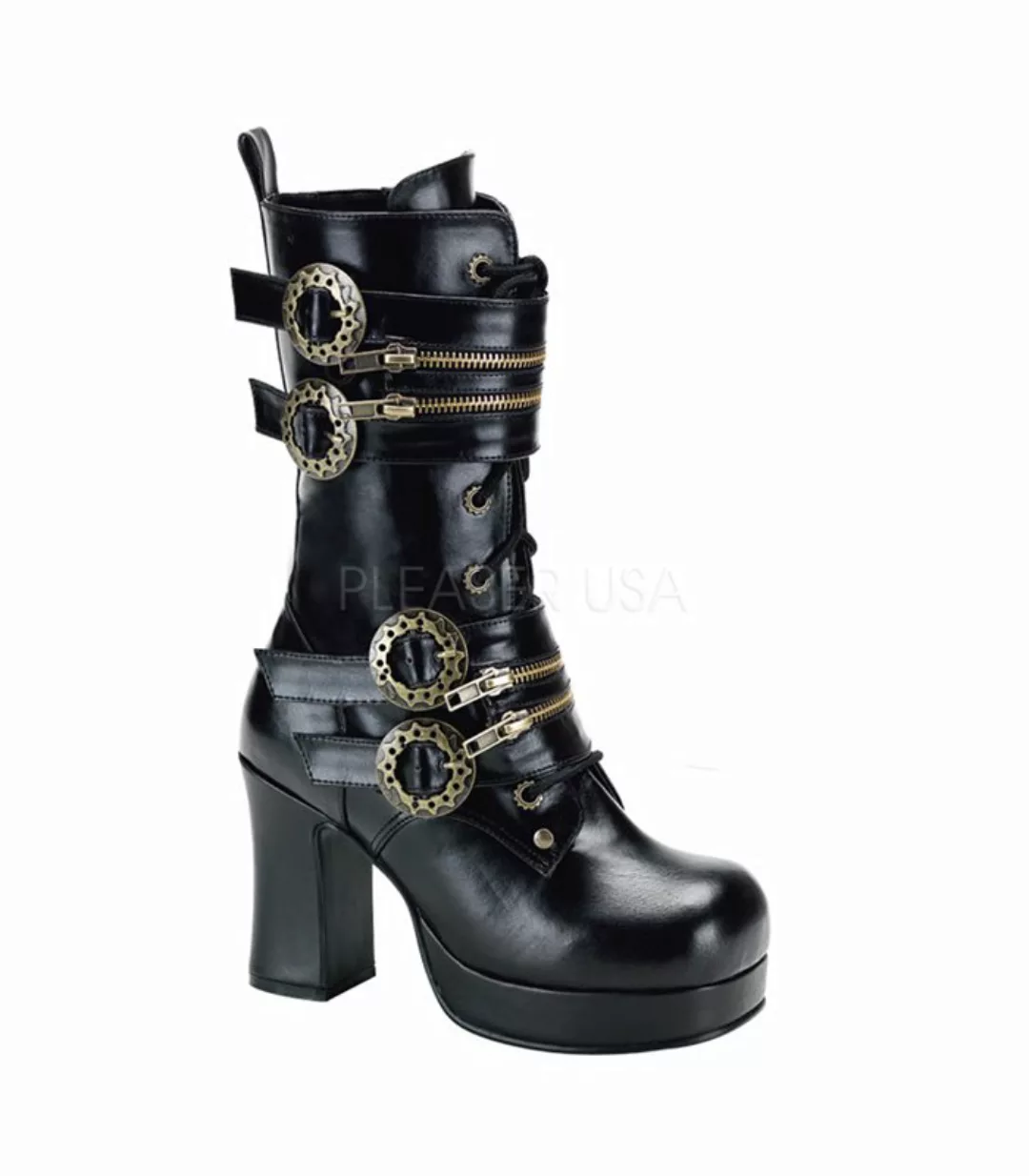 Steam Punk Boots GOTHIKA-100 - Schwarz (Schuhgröße: EUR 42) günstig online kaufen