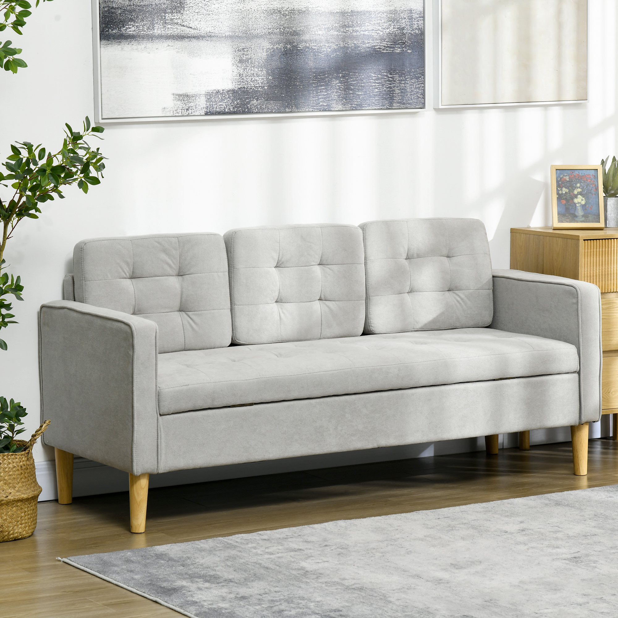 HOMCOM 3-Sitzer-Sofa mit Stauraum und Armlehne, Polstersofa für Wohnzimmer günstig online kaufen