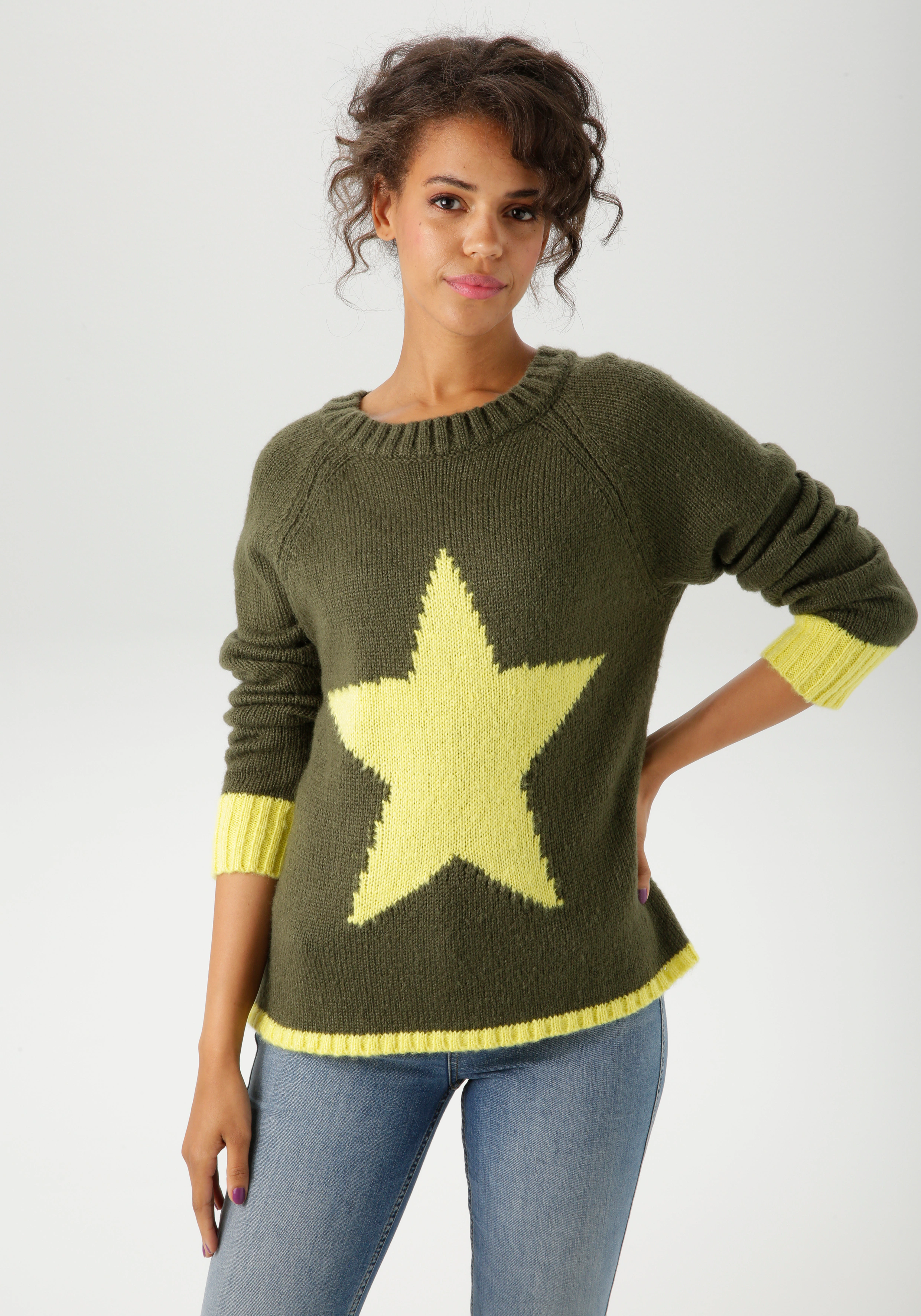 Aniston CASUAL Strickpullover, mit großem Stern im Vorderteil - NEUE KOLLEK günstig online kaufen