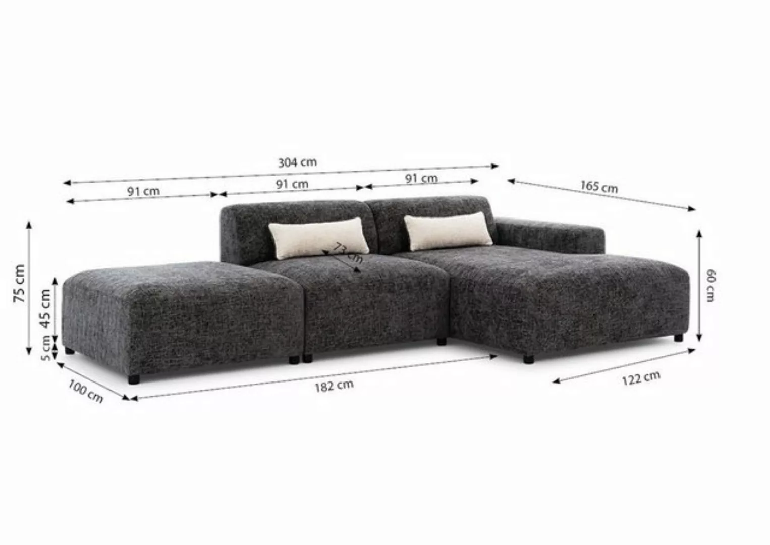 Fun Möbel Ecksofa Designersofa ROMY in Stoff Enjoy Me, Ottomane rechts oder günstig online kaufen