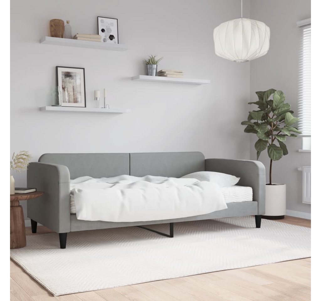 vidaXL Gästebett Gästebett Tagesbett mit Matratze Hellgrau 90x200 cm Stoff günstig online kaufen