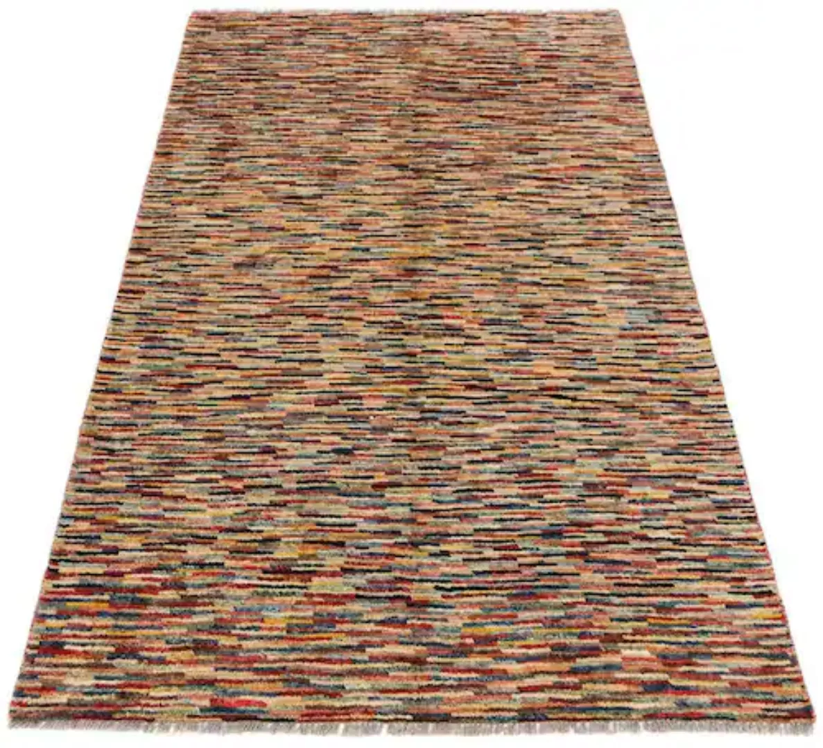 morgenland Wollteppich »Streifen Multicolore 182 x 114 cm«, rechteckig, Han günstig online kaufen