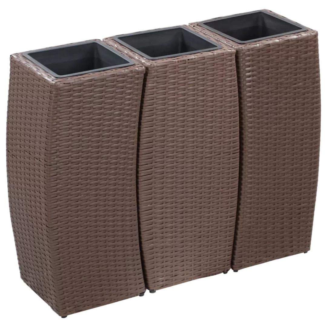 Garten-hochbeete 3-tlg. Poly Rattan Braun günstig online kaufen