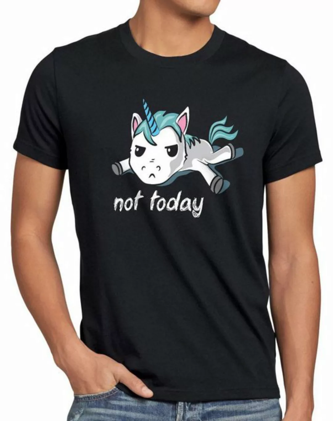 style3 Print-Shirt Herren T-Shirt Not today Unicorn Einhorn fun spruch nich günstig online kaufen