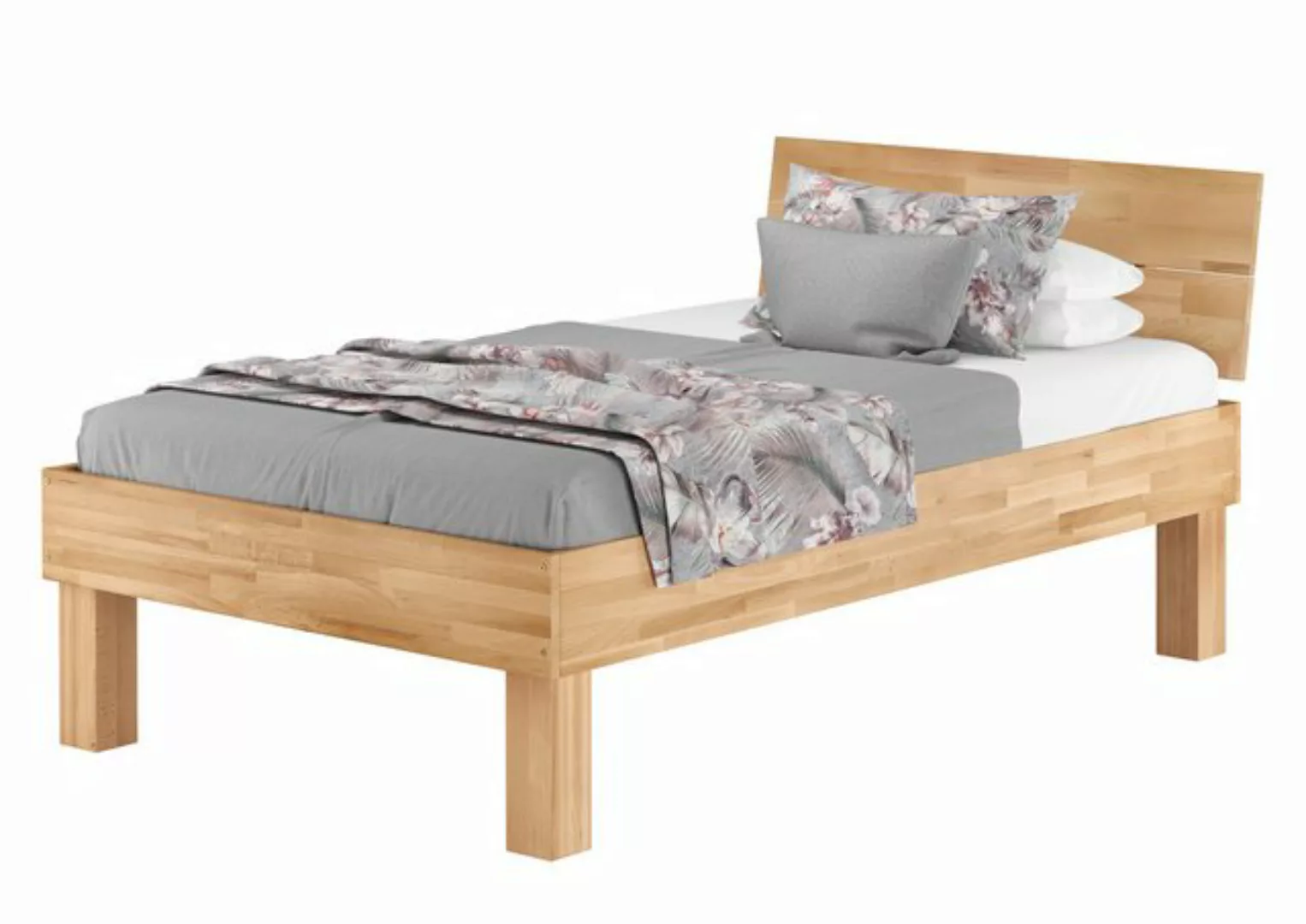 ERST-HOLZ Bett Hohes Einzelbett stabile Buche mit Federholzrahmen und Matra günstig online kaufen