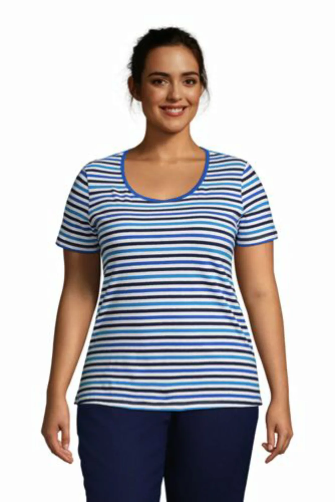 Shirt aus Leinenmix in großen Größen, Damen, Größe: 48-50 Plusgrößen, Blau, günstig online kaufen
