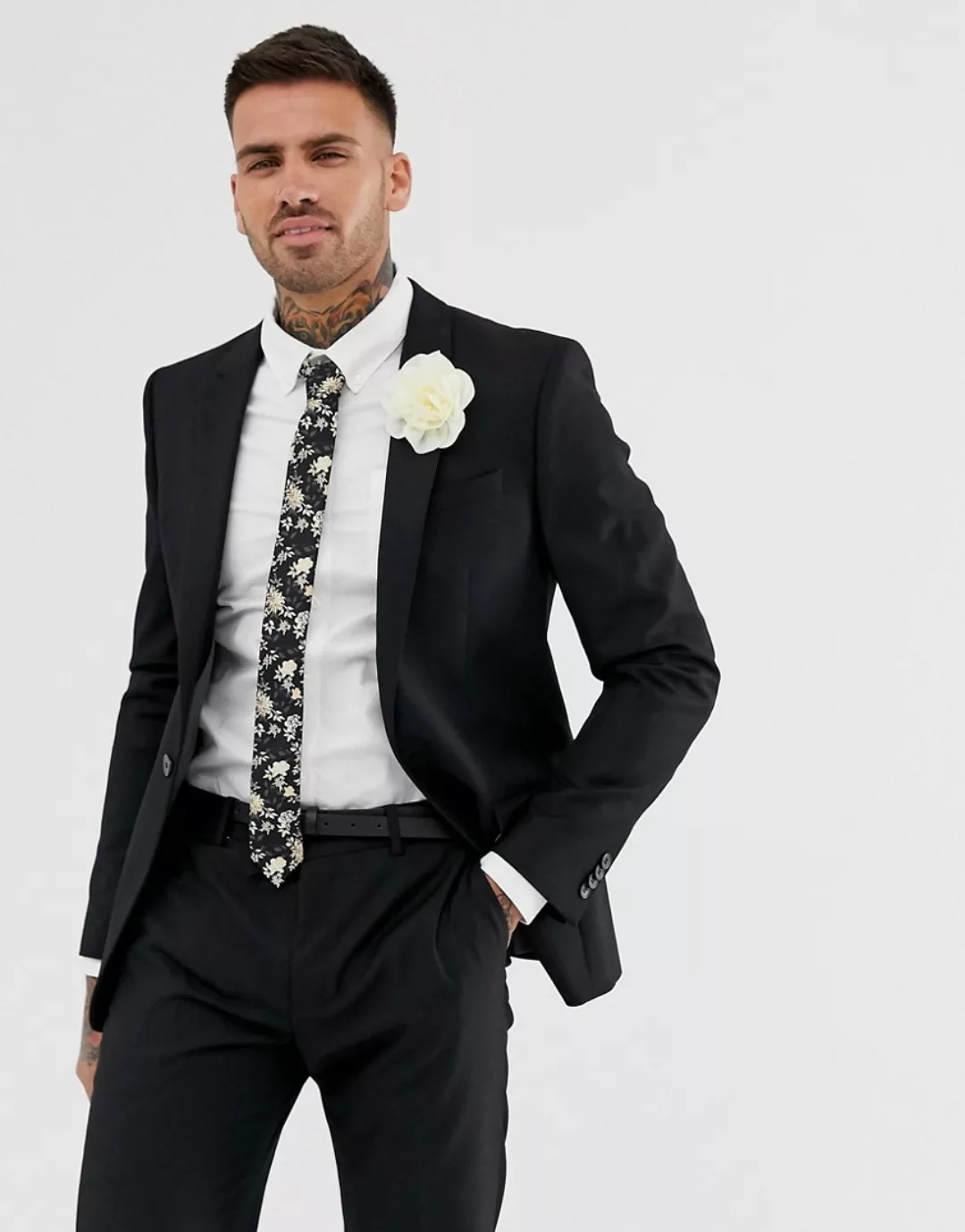 River Island – Enge Hochzeitsanzug-Jacke in Schwarz günstig online kaufen