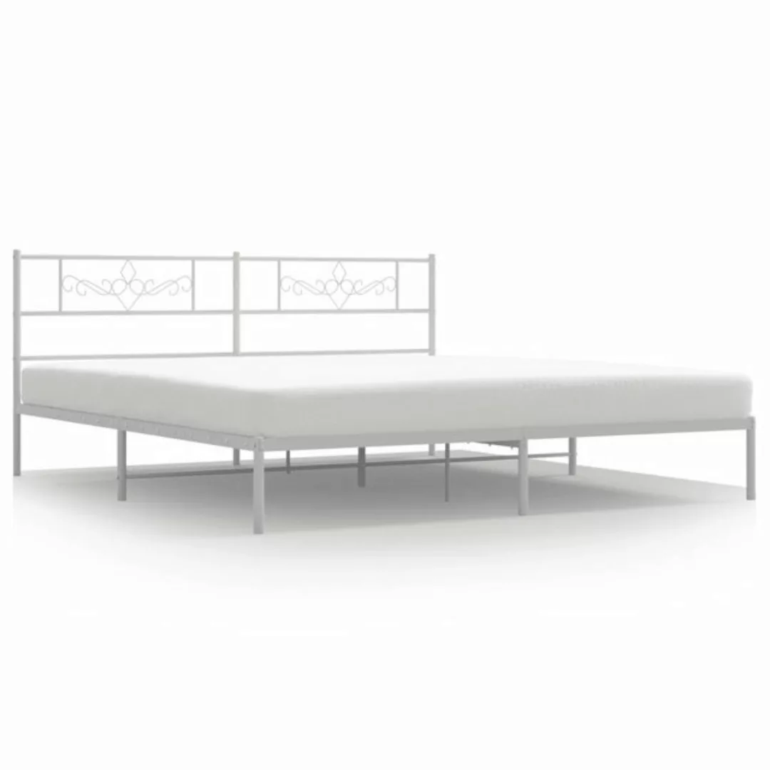 vidaXL Bettgestell, Bettrahmen mit Kopfteil Metall Weiß 180x200 cm günstig online kaufen