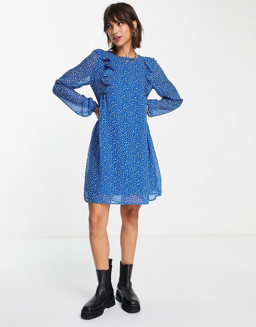 Vila – Mini-Freizeitkleid in Blau mit Print günstig online kaufen