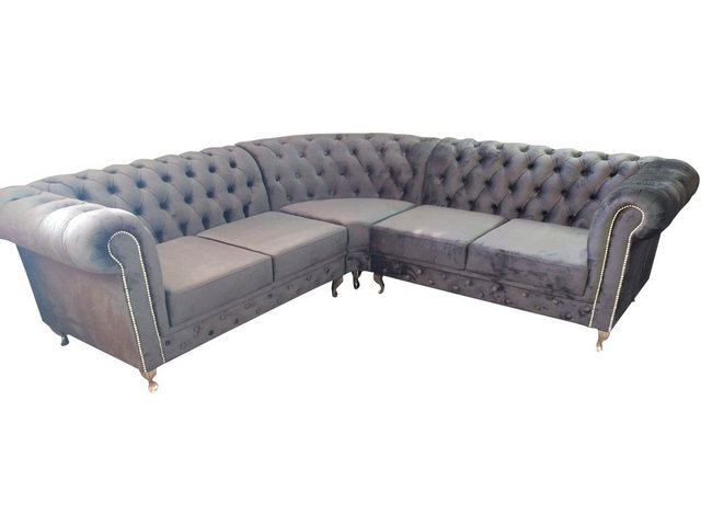 JVmoebel Ecksofa Graues Chesterfield L-Form Sofa Designer Polster Ecksofa T günstig online kaufen