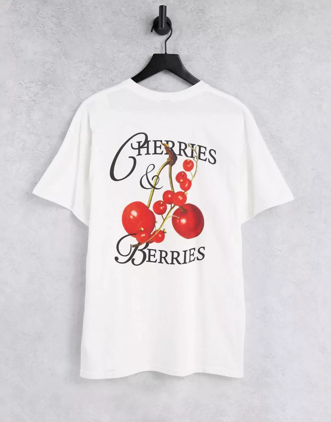 Vintage Supply ‑ T-Shirt in Weiß mit Kirsch- und Beeren-Print günstig online kaufen