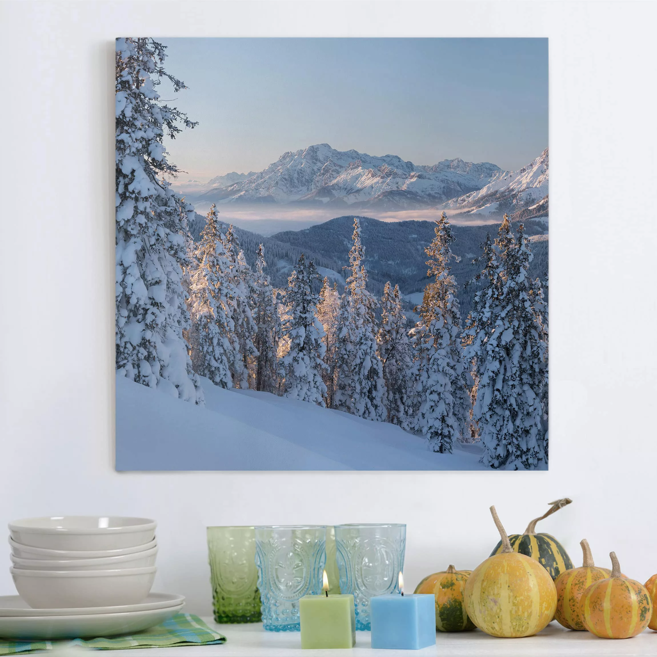 Leinwandbild Natur & Landschaft - Quadrat Leoganger Steinberge Österreich günstig online kaufen