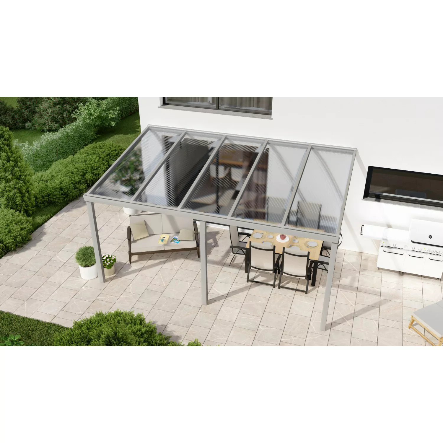 Terrassenüberdachung Professional 500 cm x 250 cm Grau Struktur PC Klar günstig online kaufen