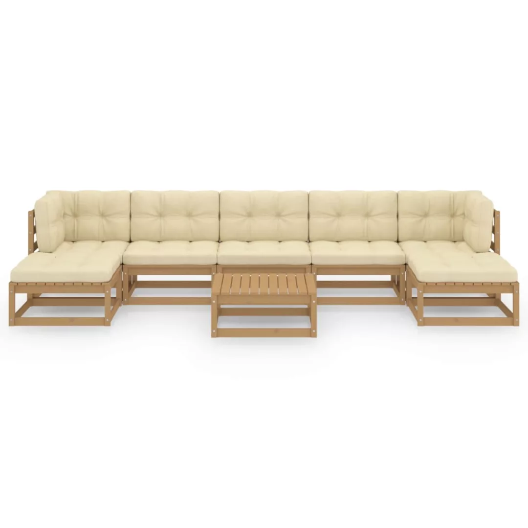 8-tlg. Garten-lounge-set Kissen Honigbraun Kiefer Massivholz günstig online kaufen