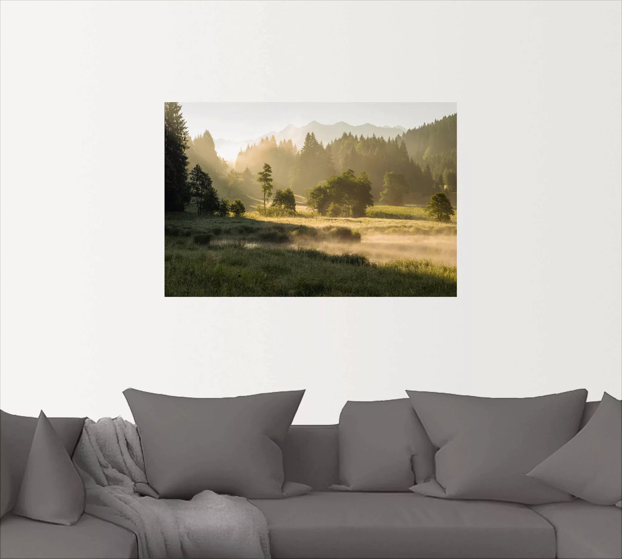 Artland Wandbild "Sommermorgen in den Alpen", Wiesen & Bäume, (1 St.) günstig online kaufen