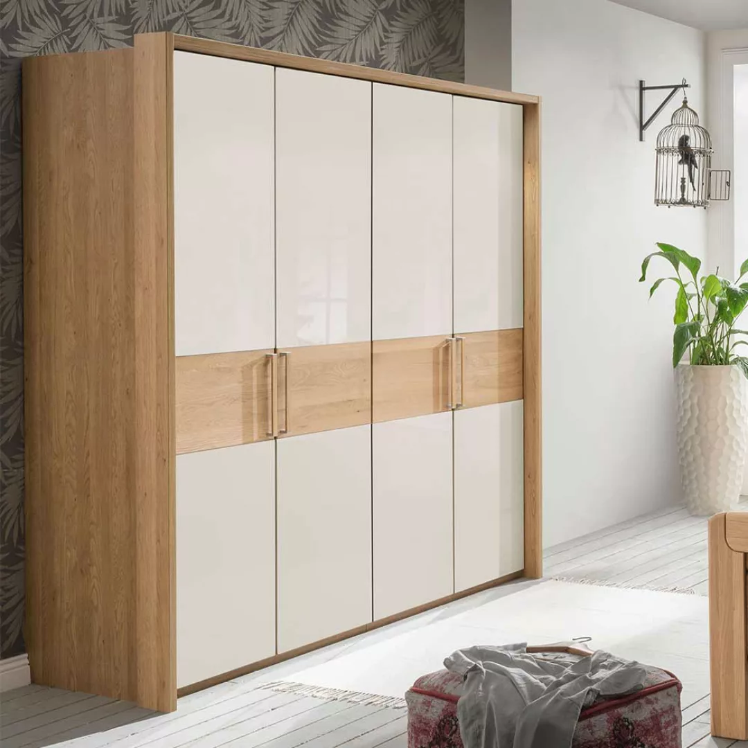 Drehtürschrank in Beige Glas beschichtet Eiche günstig online kaufen