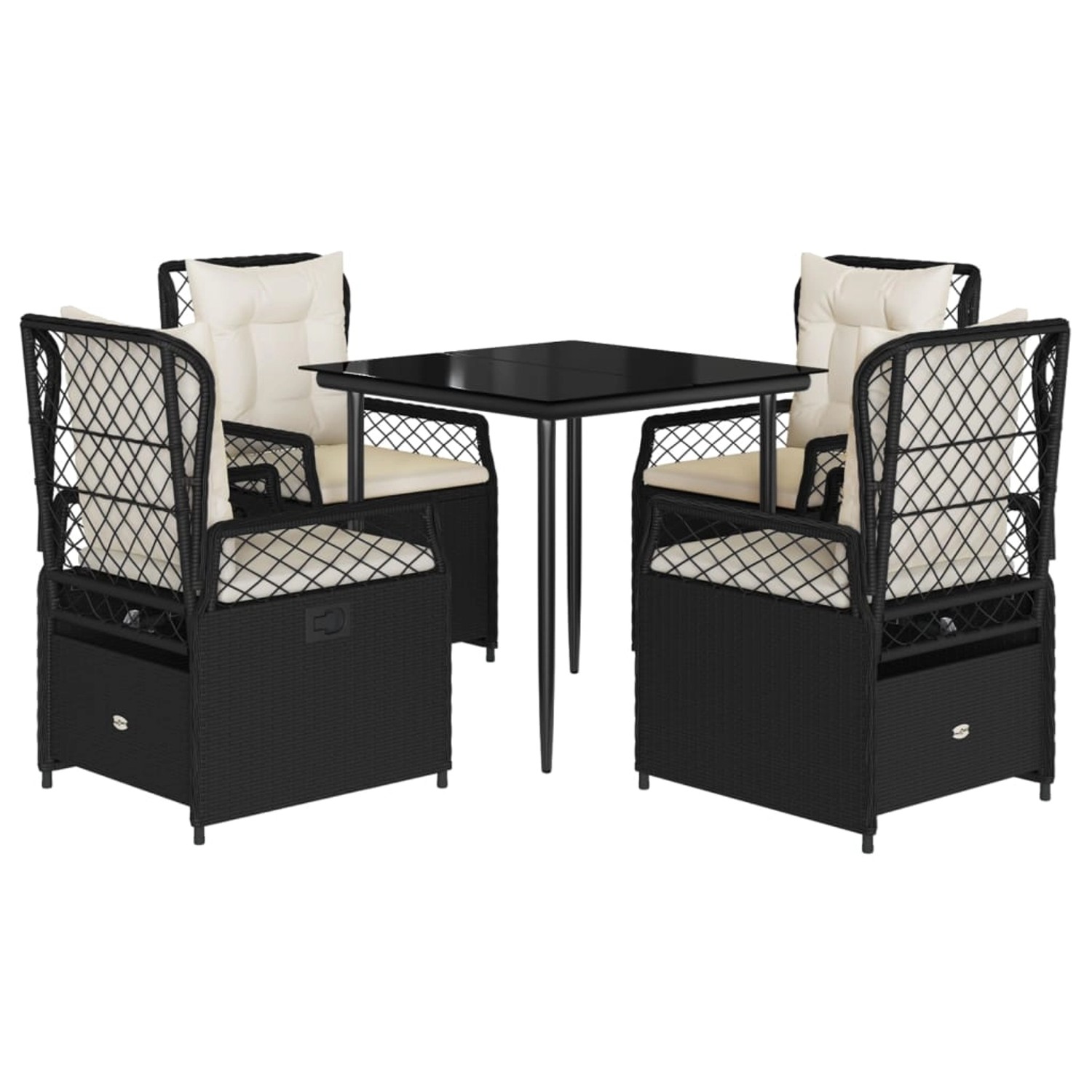 vidaXL 5-Tlg Garten-Essgruppe mit Kissen Schwarz Poly Rattan 3262958 günstig online kaufen
