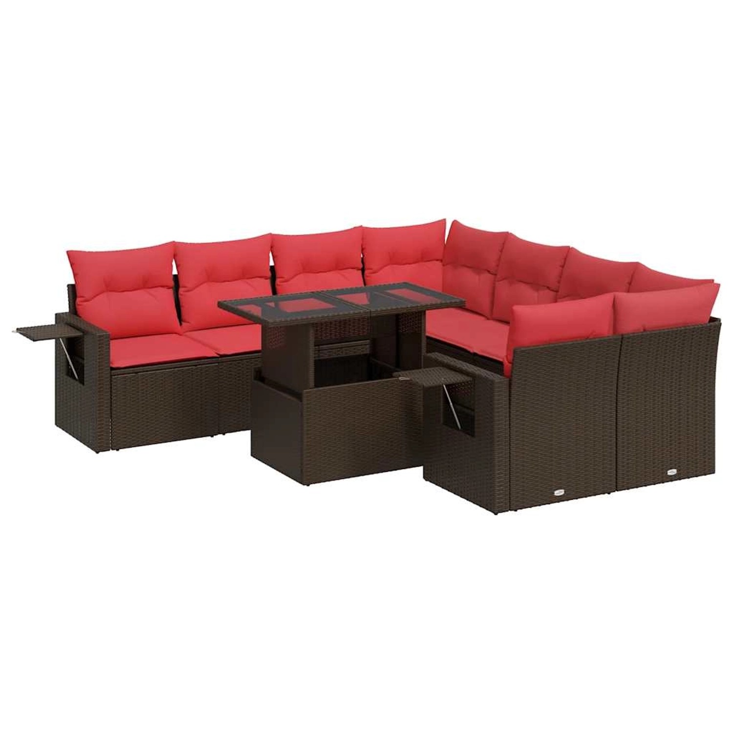 vidaXL 9-Tlg Garten-Sofagarnitur mit Kissen Braun Poly Rattan Akazie 332645 günstig online kaufen