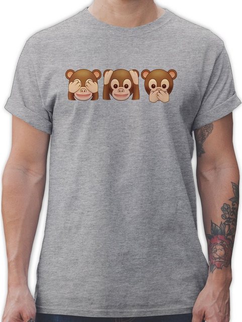 Shirtracer T-Shirt Äffchen - Nix sehen, nix hören, nichts sagen Cartoon Man günstig online kaufen