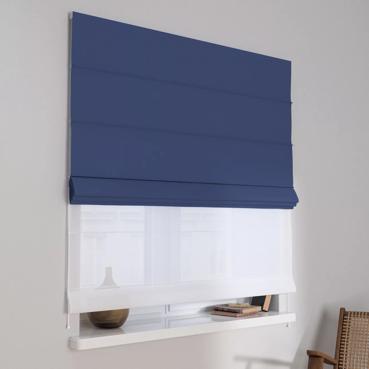 Dekoria Doppelraffrollo Duo, dunkelblau, 120 x 150 cm günstig online kaufen