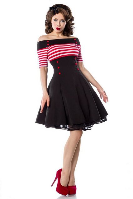 BELSIRA A-Linien-Kleid Schulterfreies Retro Rockabilly Jersey 50er Jahre Pi günstig online kaufen