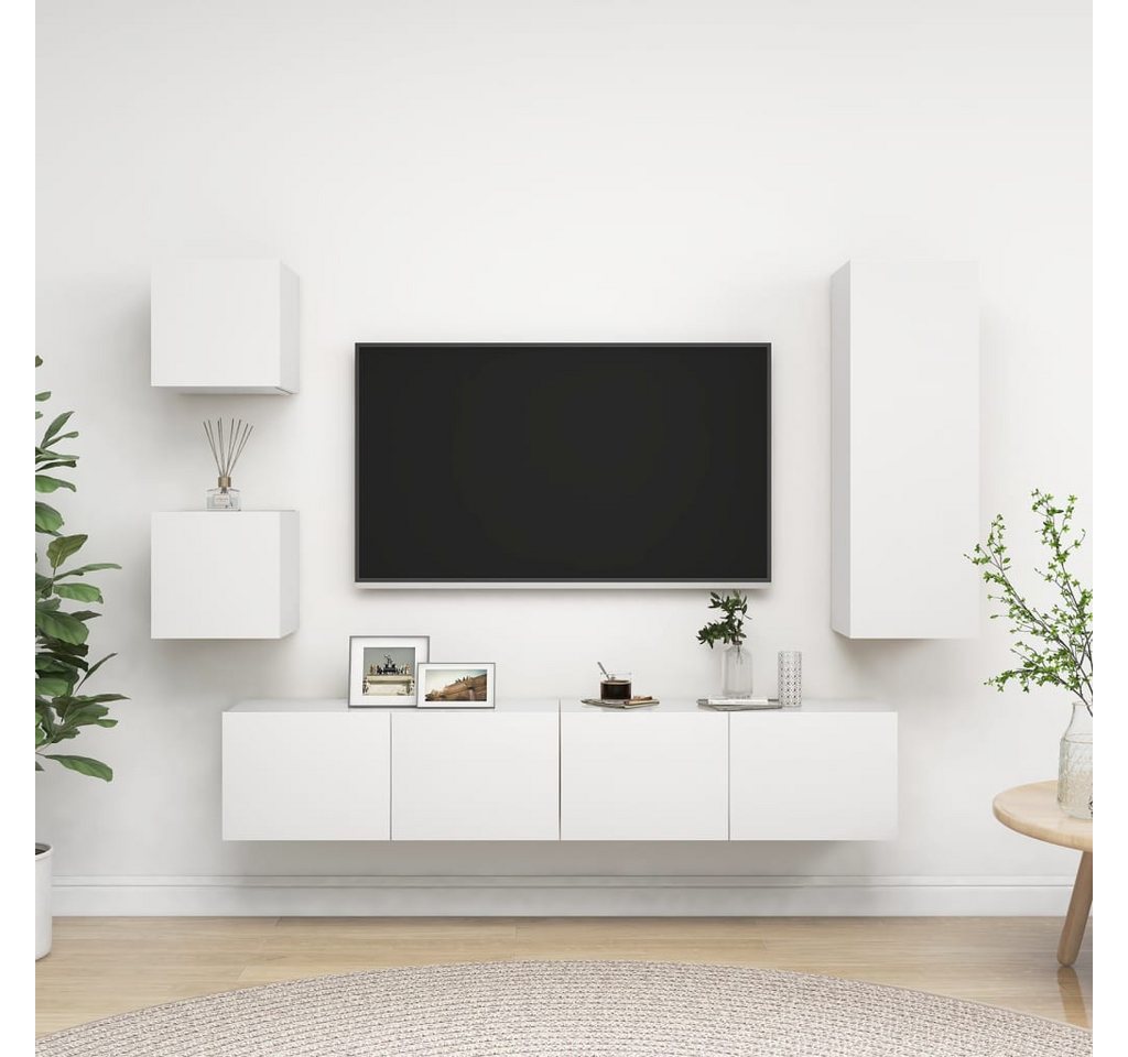 vidaXL TV-Schrank 5-tlg TV-Schrank-Set Weiß Spanplatte TV-Konsole für Ferns günstig online kaufen