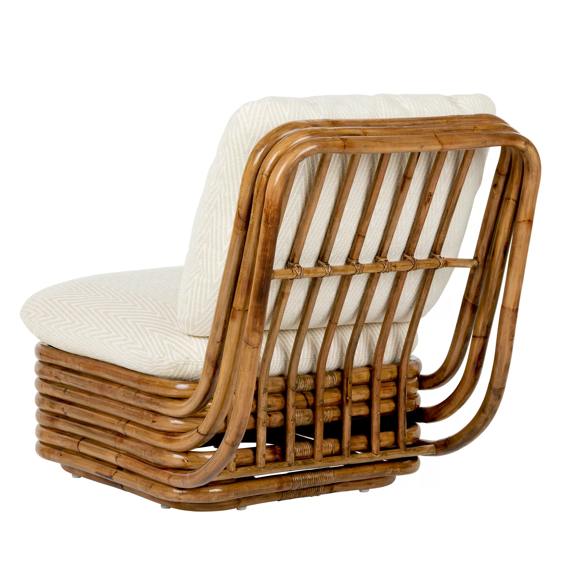 Gubi - Bohemian 72 Lounge Chair - weiß/Rattan/Stoff Dedar Cheveron Chenille günstig online kaufen