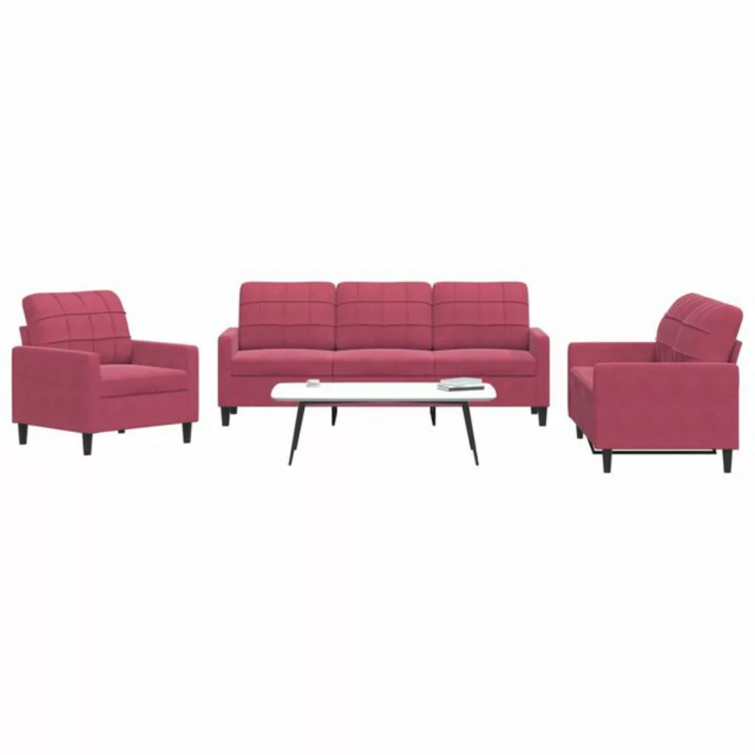 vidaXL Sofa Sofagarnitur mit Kissen Samt, Standard, Rot günstig online kaufen