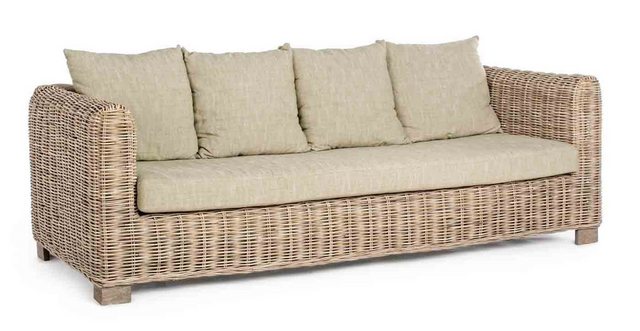 Natur24 Sofa Sofa Fortaleza 210x90x83cm Rattan Sofa Couch Polster günstig online kaufen