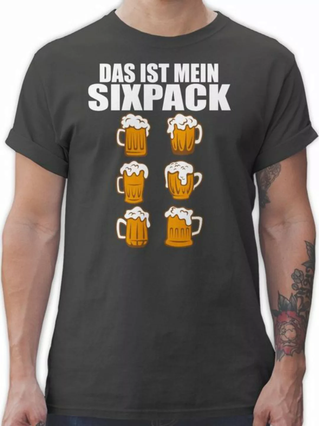 Shirtracer T-Shirt Das ist mein Sixpack - Bier - weiß Mode für Oktoberfest günstig online kaufen