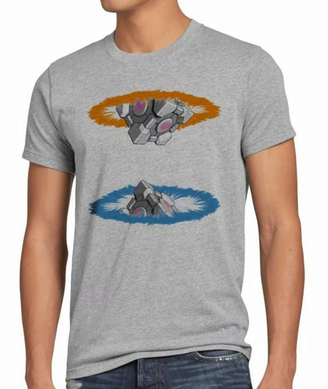 style3 Print-Shirt Herren T-Shirt Companion Cube Gamer Portal Portale Chell günstig online kaufen
