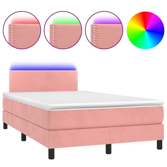 vidaXL Boxspringbett Bett Boxspringbett mit Matratze & LED Samt (120 x 200 günstig online kaufen