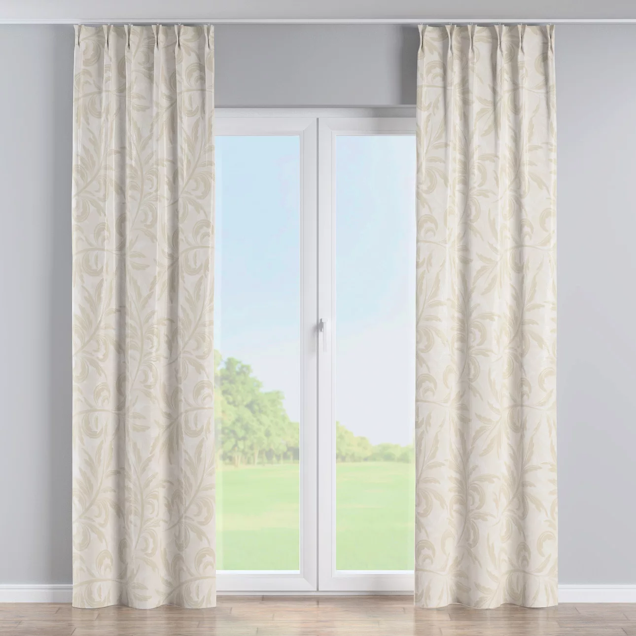 Vorhang mit flämischen 2-er Falten, grau-beige, Secret Garden (144-93) günstig online kaufen
