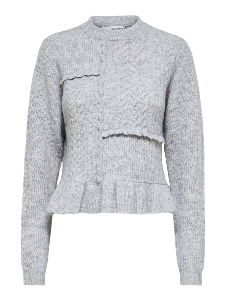 SELECTED Patchwork Pullover Damen Grau günstig online kaufen
