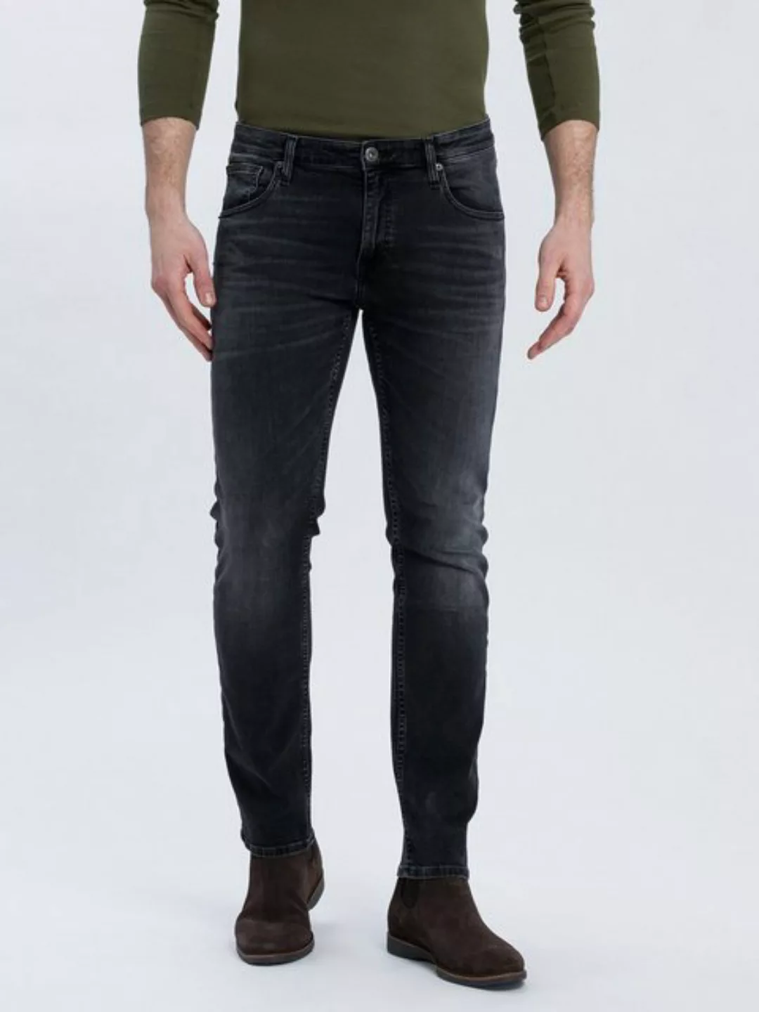Cross Jeans Herren Jeans Damien - Slim Fit - Blau - Dark Blue Crinkle günstig online kaufen