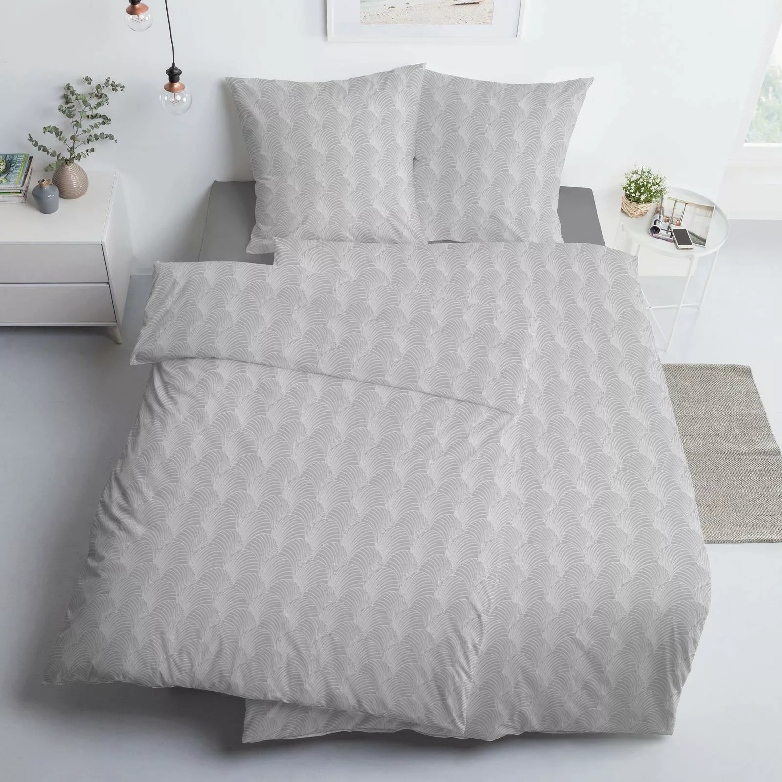 Estella Interlock Jersey Bettwäsche Jacobia 6892-820 Silber 135x200 günstig online kaufen