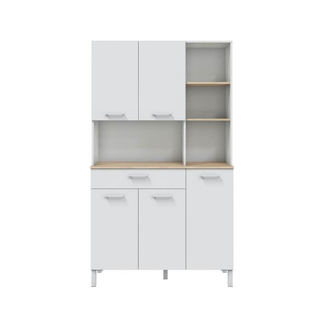 FORES HABITAT Küchenbuffet Artik Weiß / Canadian Eiche Dekor - 108x186x40 ( günstig online kaufen