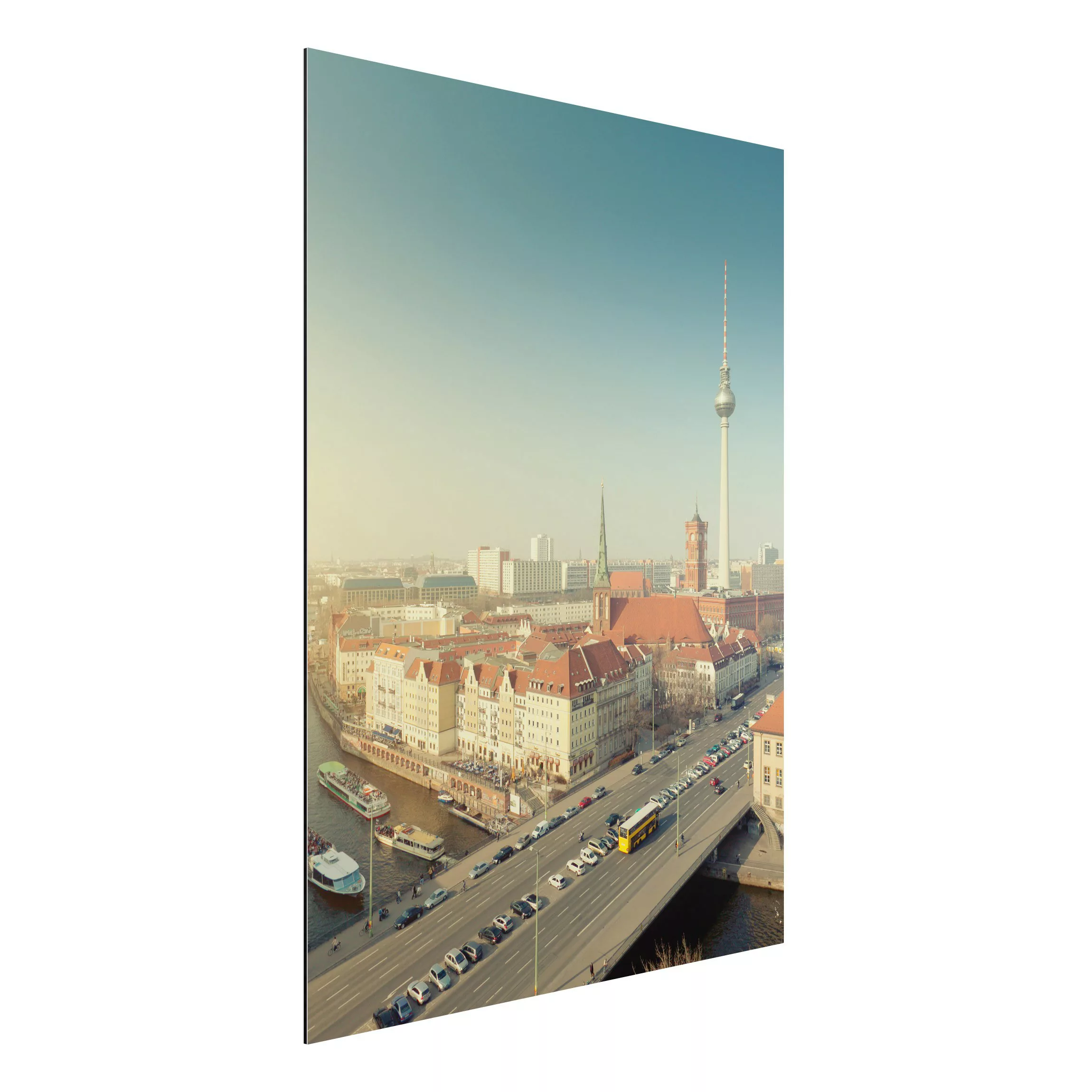 Alu-Dibond Bild Architekur & Skyline - Hochformat 3:4 Berlin am Morgen günstig online kaufen