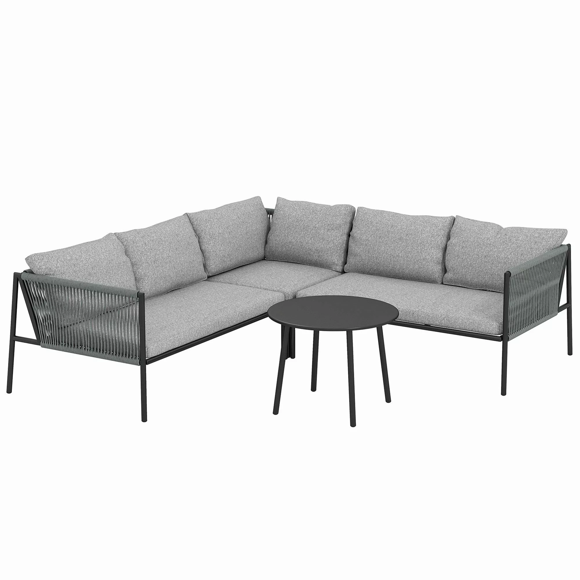 Outsunny Sitzgruppe mit Ecksofa, Tisch, Kissen, günstig online kaufen