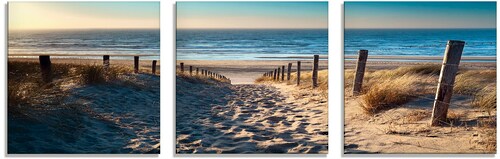 Artland Glasbild »Weg zum Nordseestrand Sonnenuntergang«, Strand, (3 St.), günstig online kaufen