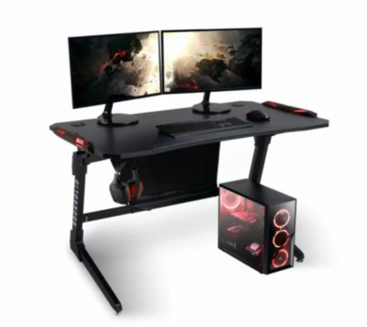 ELITE Gaming Tisch Rocksolid Gamingtisch - RGB LED-Beleuchtung - Headsethal günstig online kaufen