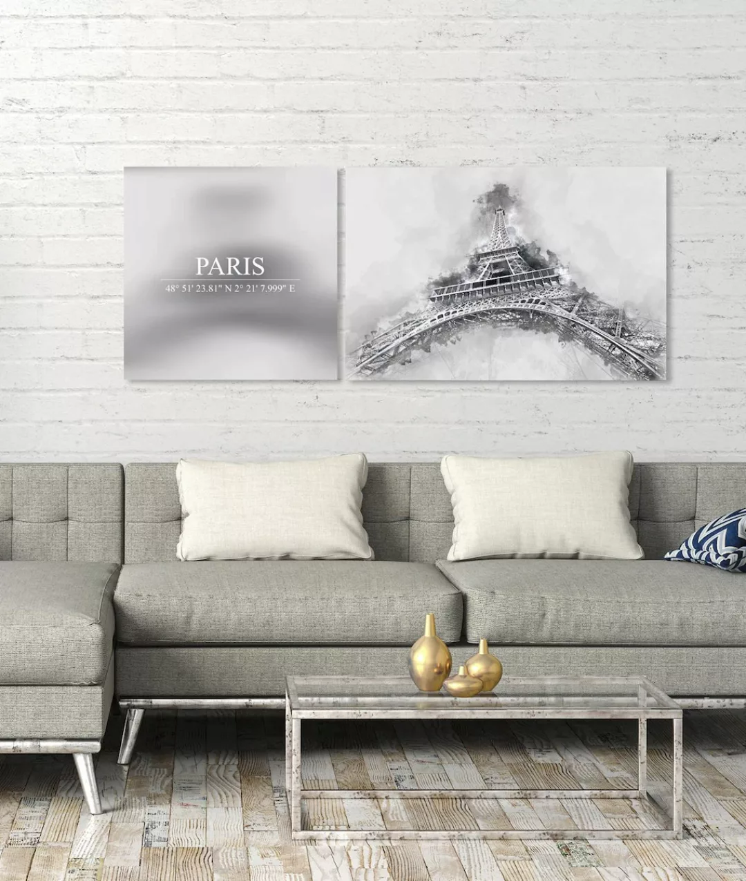 queence Leinwandbild »Paris«, Elemente der Architektur-Paris-Kunst-Sprüche- günstig online kaufen