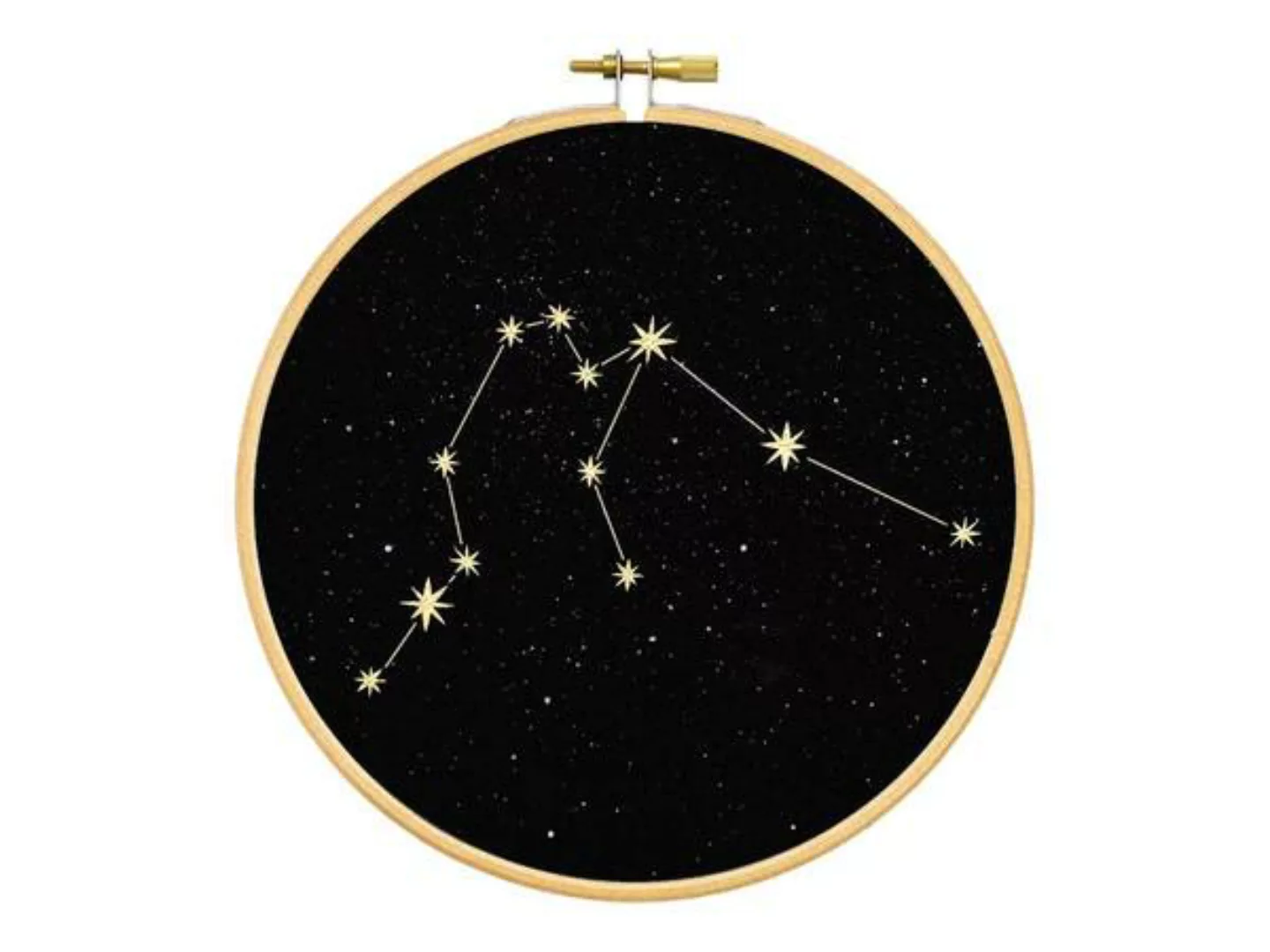 Sternzeichen In Gold Als Bild Im Stickrahmen günstig online kaufen