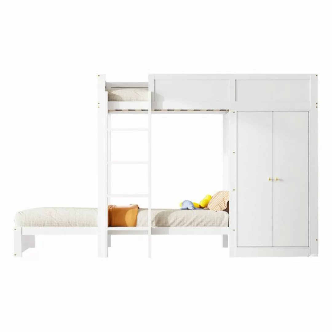 HAUSS SPOLE Etagenbett 90x200cm mit Sicherheitstreppe, Kleiderschrank, hohe günstig online kaufen