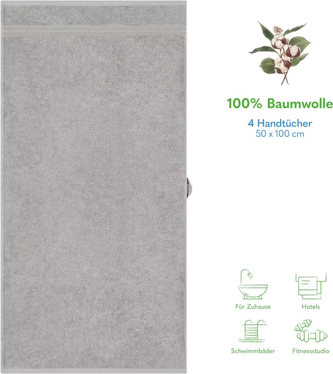 HAMMETEX Handtuch Set »4er Set Handtücher 50x100 cm, 100% Baumwolle, Weich günstig online kaufen