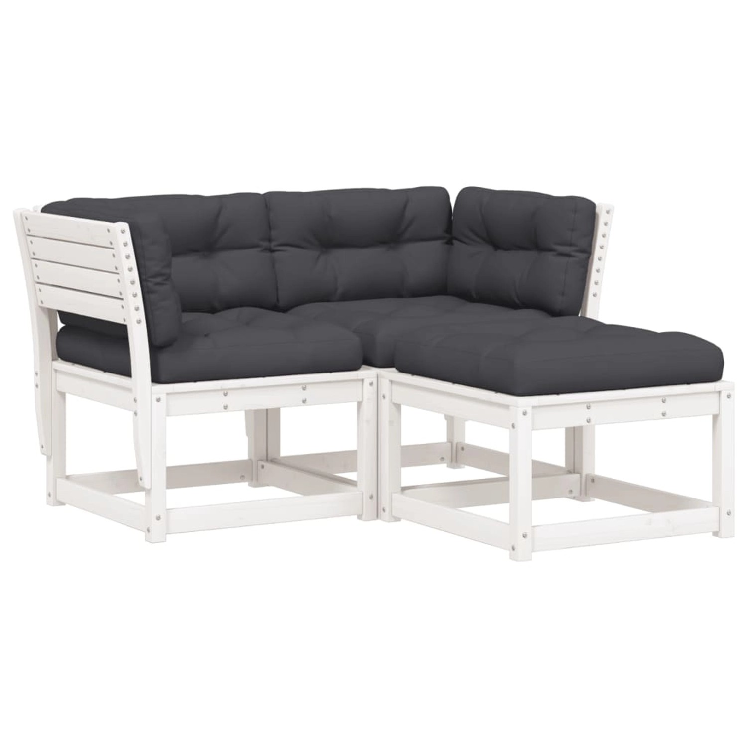 vidaXL 3-Tlg Garten-Sofagarnitur mit Kissen Weiß Massivholz Kiefer 3216991 günstig online kaufen